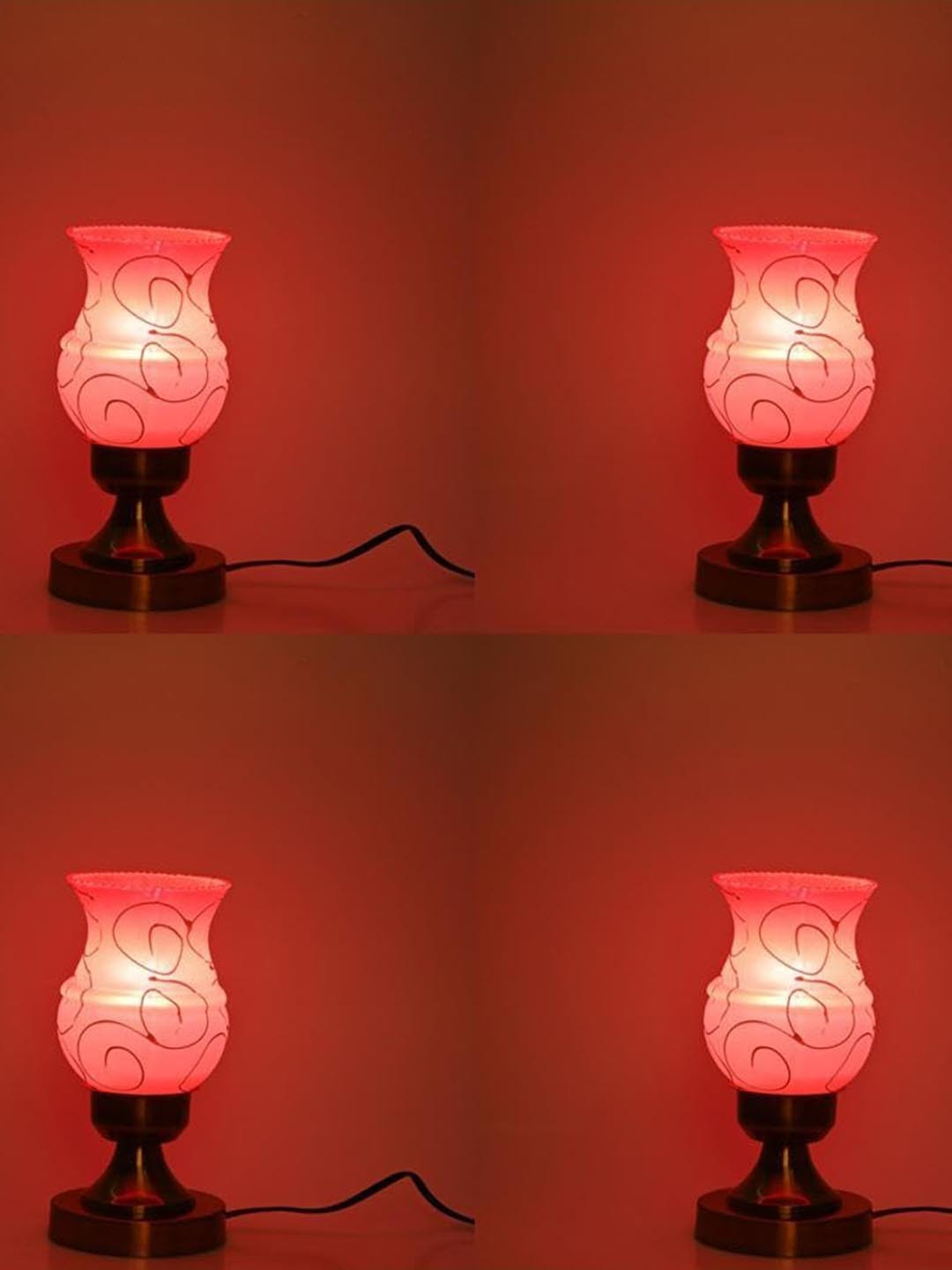 1ST TIME Set of 4 Glass Traditional Adjustable Cord Self Assembly Cylinder Table Lamps