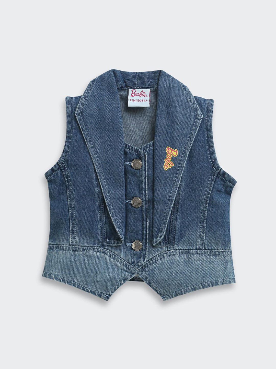Tiny Girl Girls Shawl Collar Graphic Printed Denim Jacket
