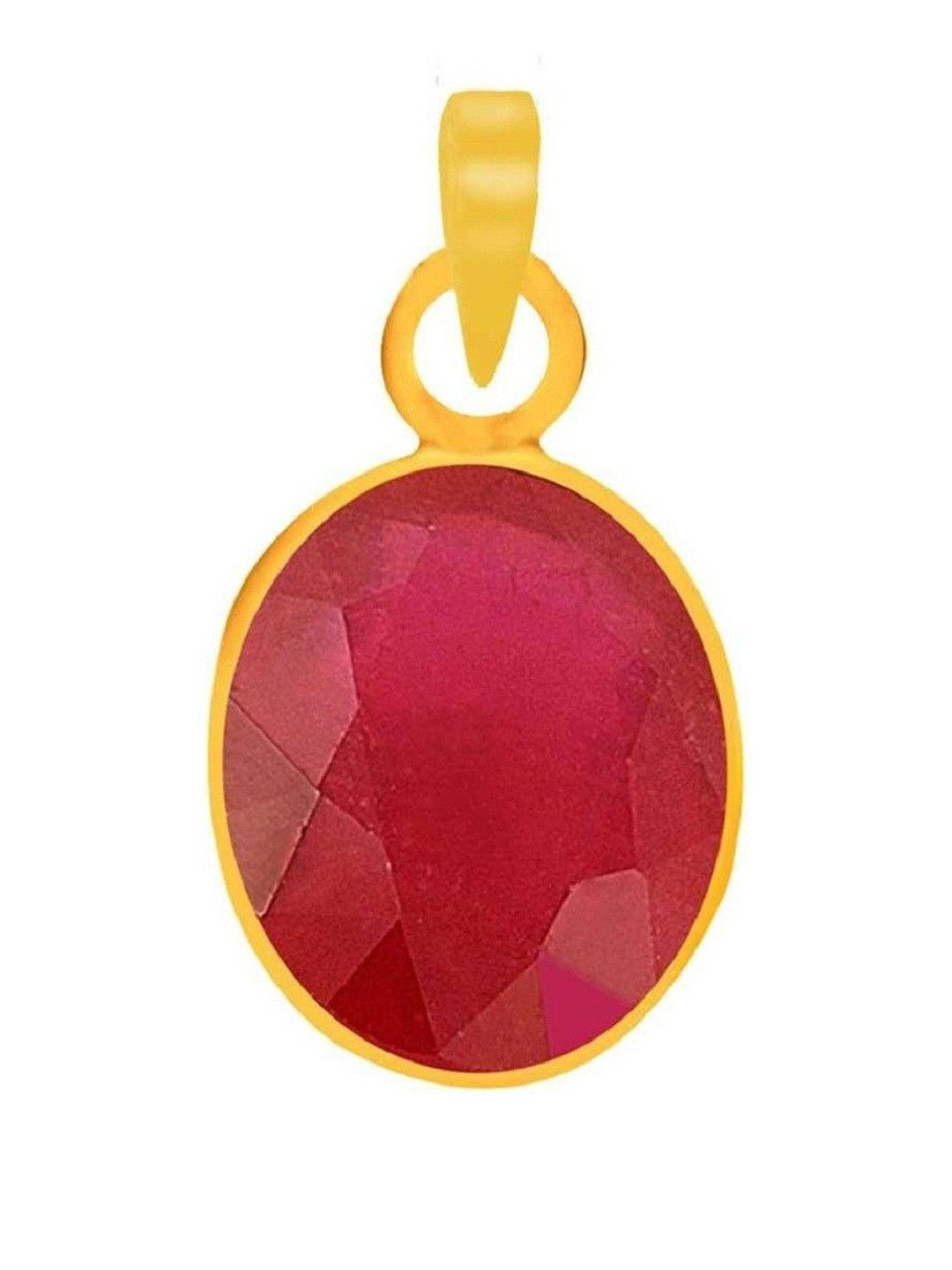 elitemart Gold-Plated Oval Ruby Stone Pendant