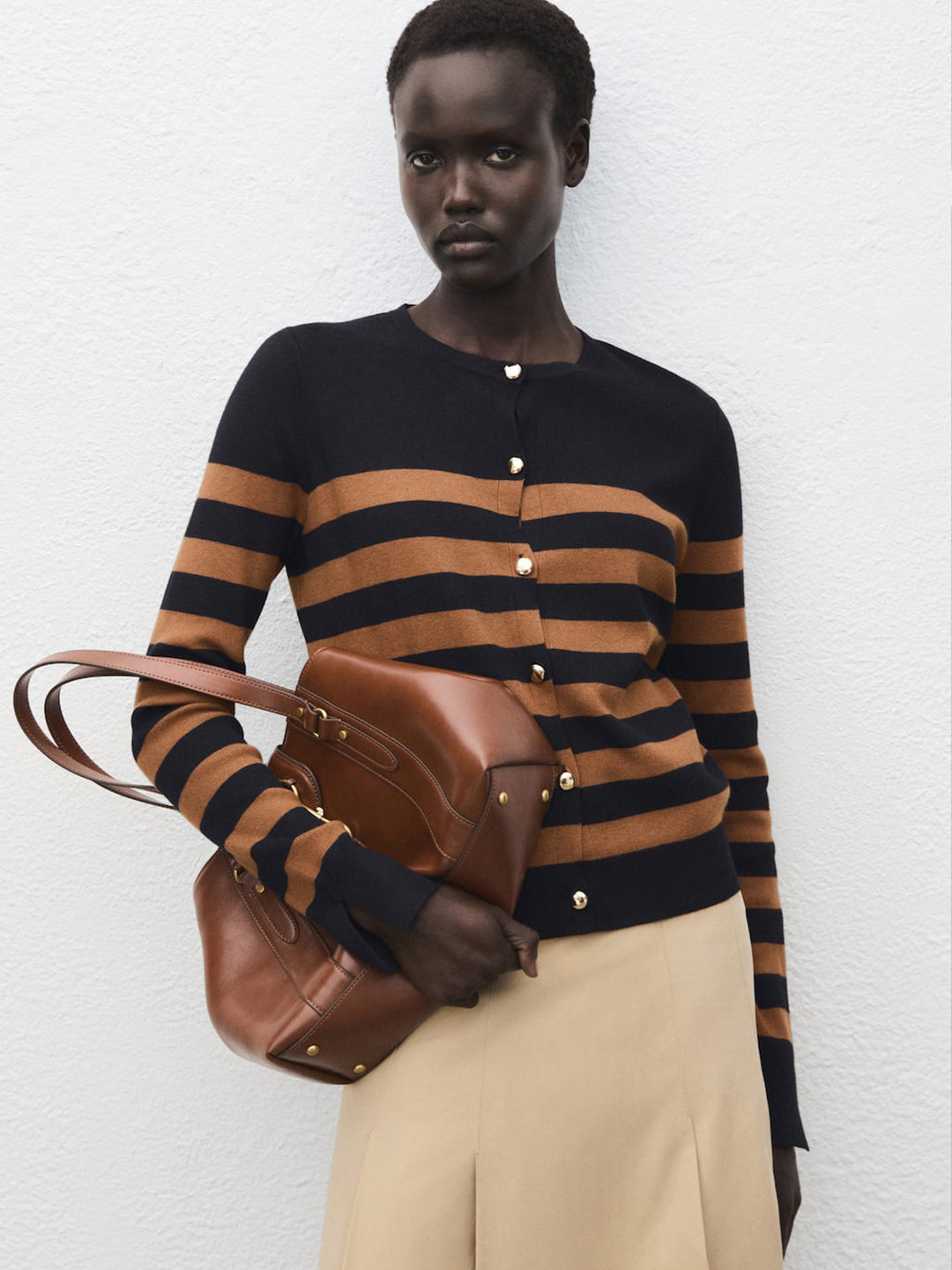 MANGO Striped Cardigan Sweater