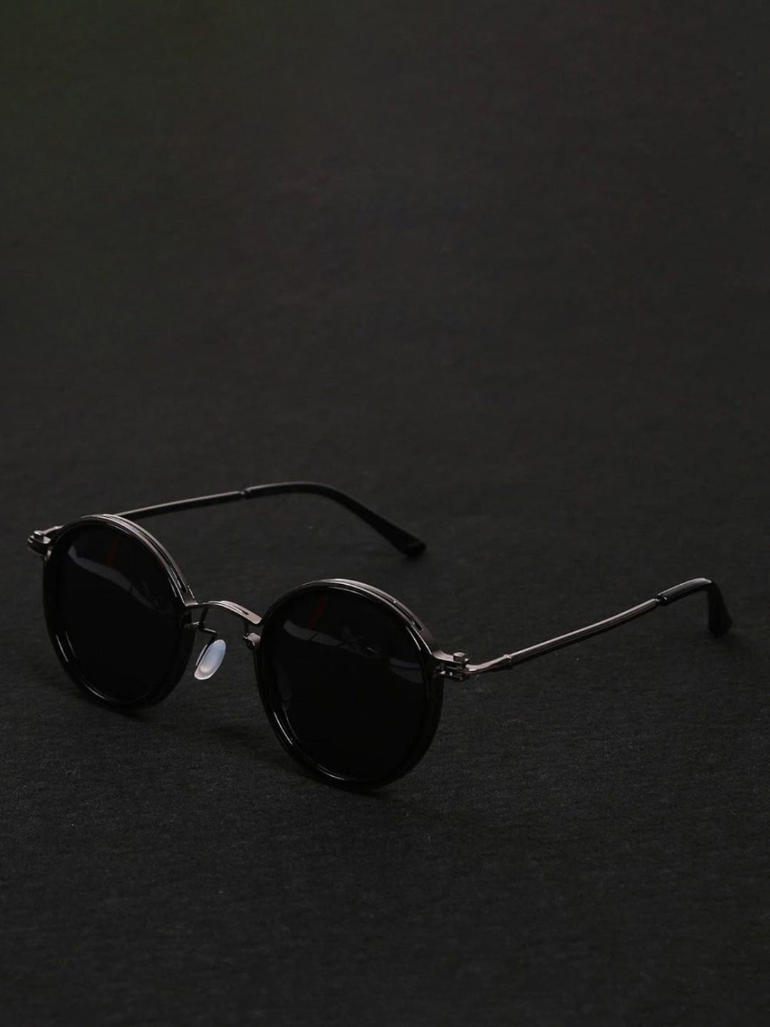 First Lens Unisex Black Lens & Gold-Toned Round Sunglasses C10319-Matt