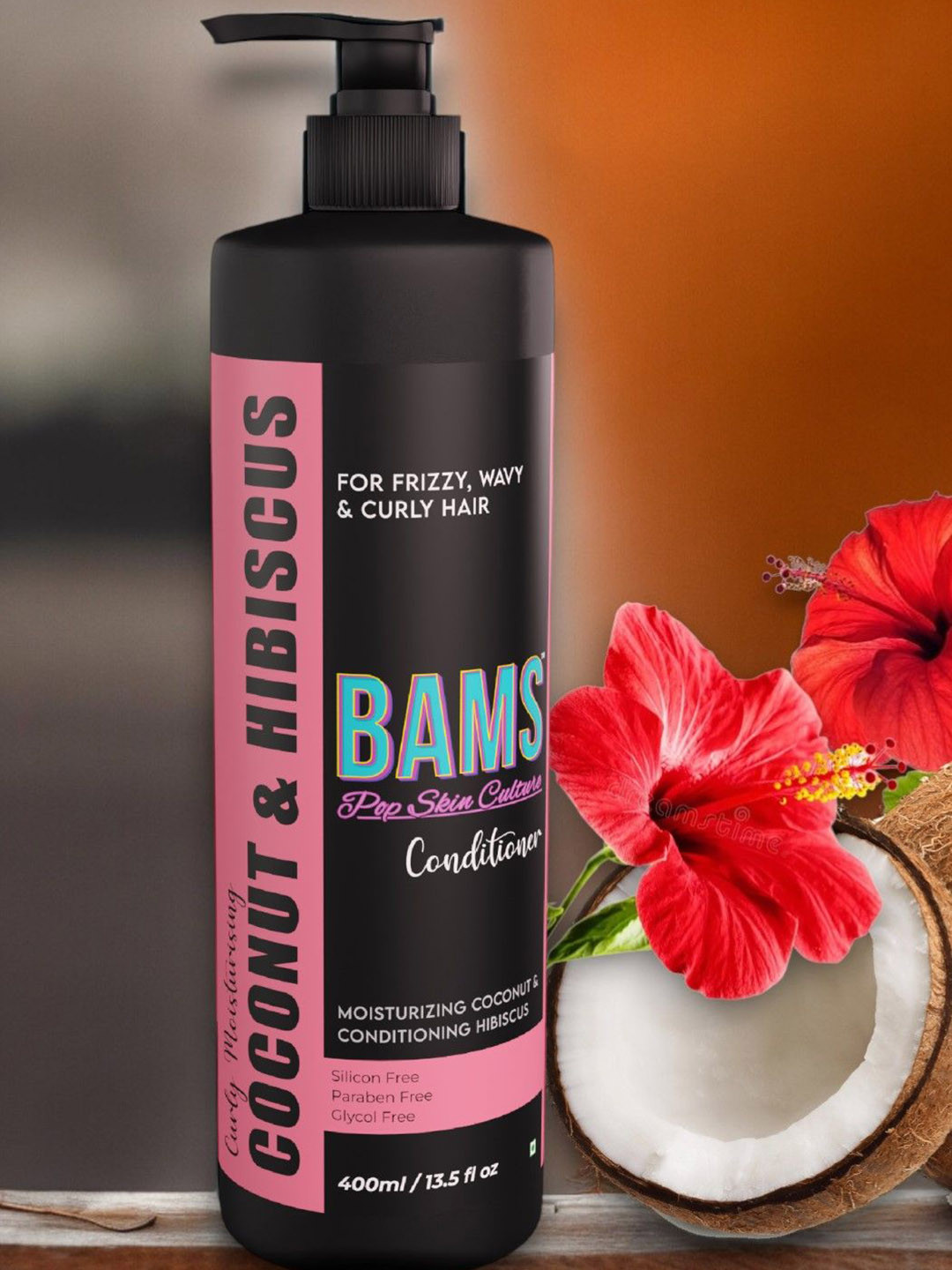 BAMS POP SKIN CULTURE Curly Moisturizing Coconut & Hibiscus Conditioner - 400 ml
