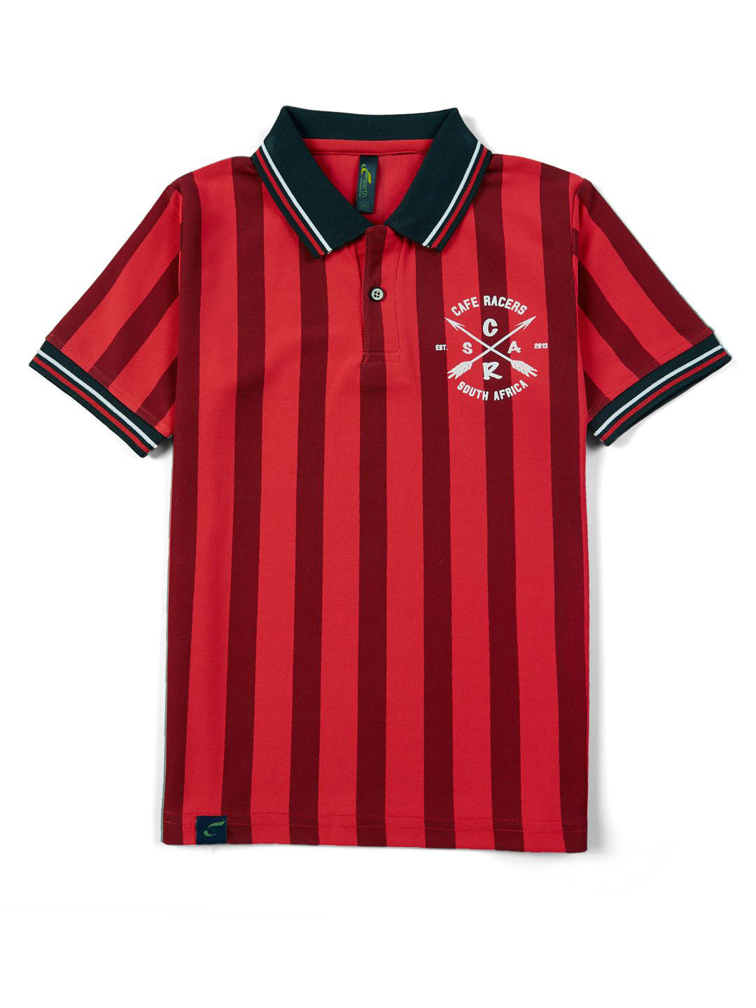 earth conscious Boys Striped Printed Polo Collar Regular Fit Tshirts