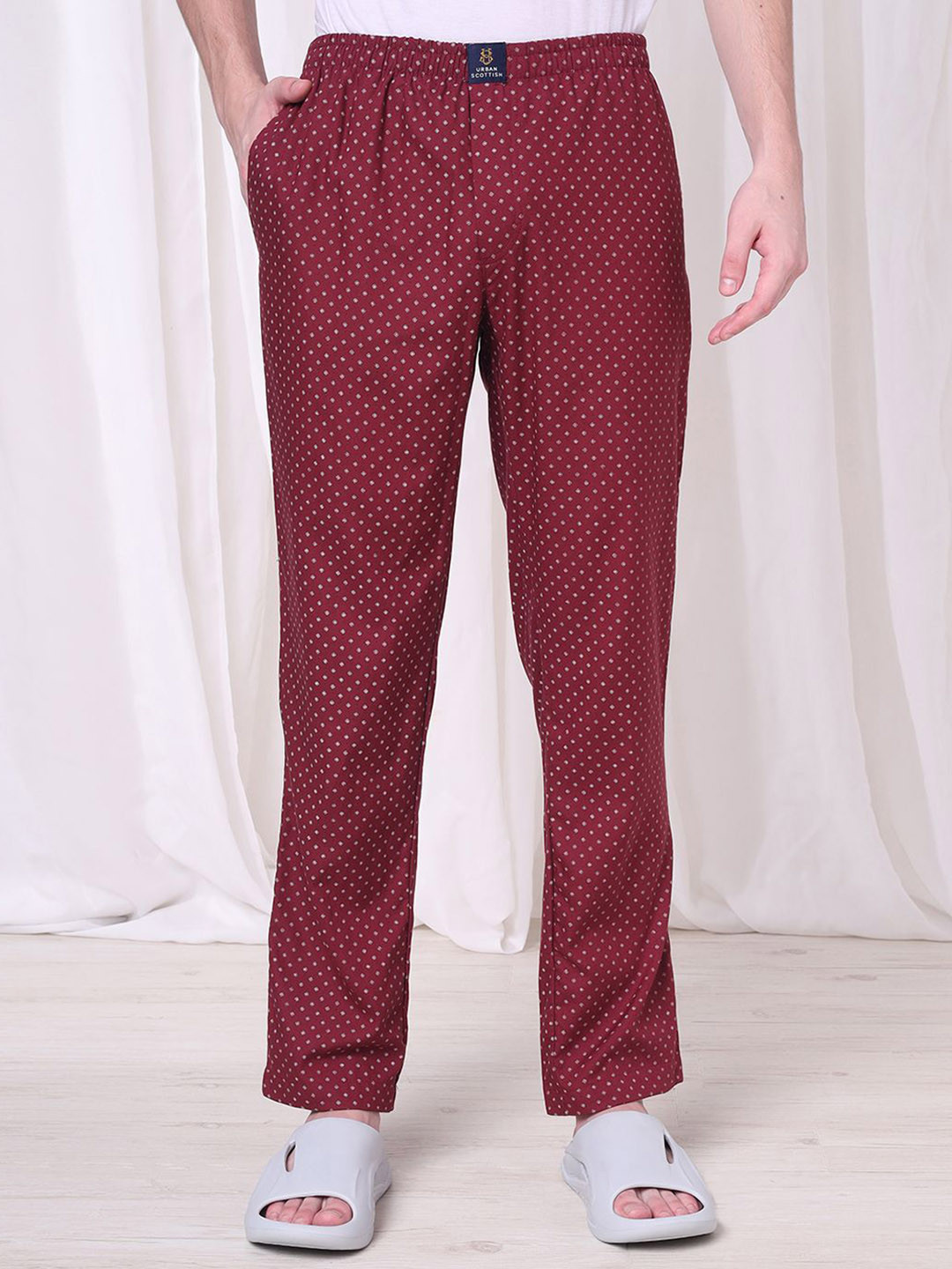 URBAN SCOTTISH Pure Cotton Regular Fit with Side Pockets Lounge Pants