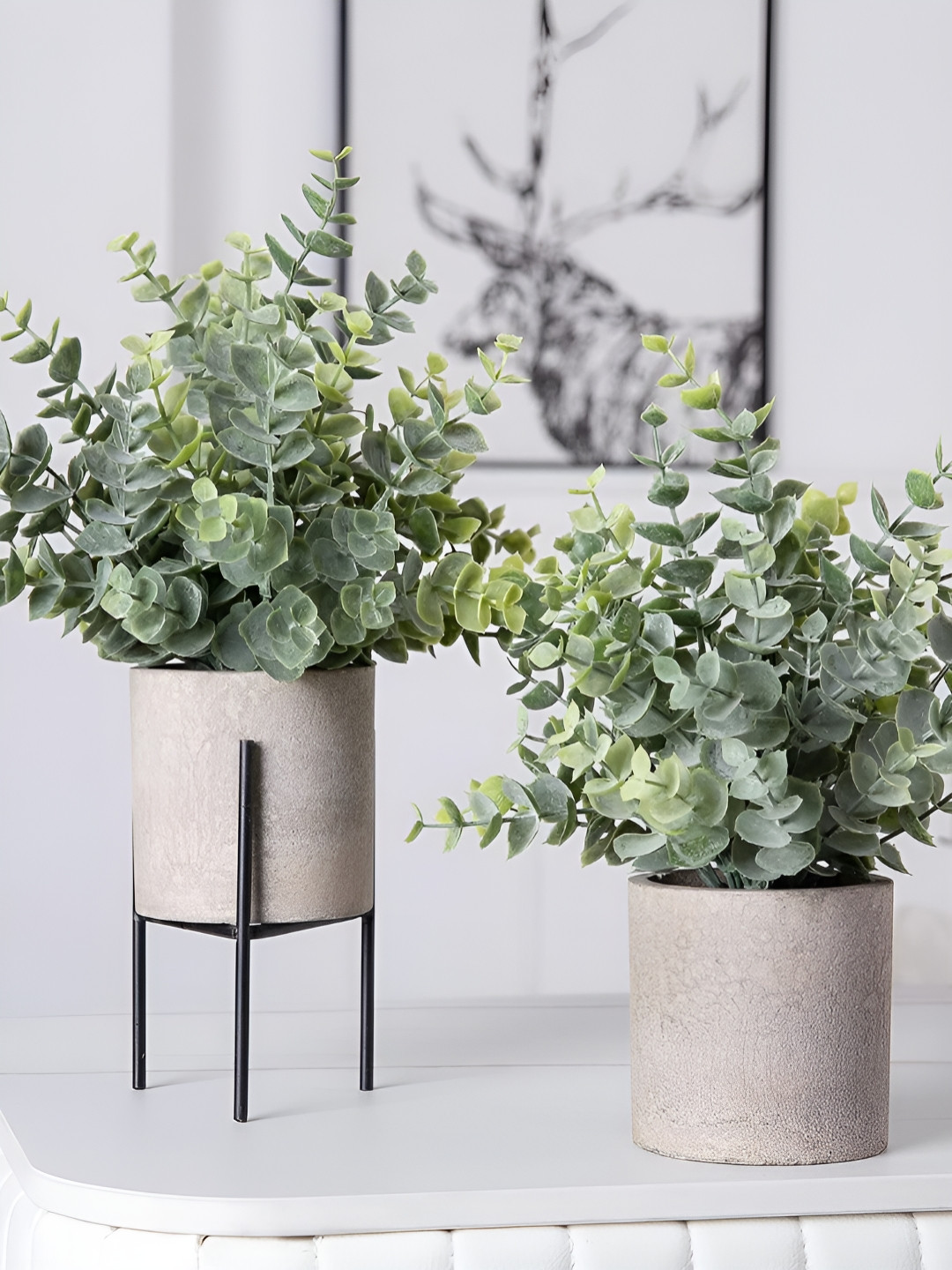 TIED RIBBONS Green 2 Pieces Artificial Plants With Pots