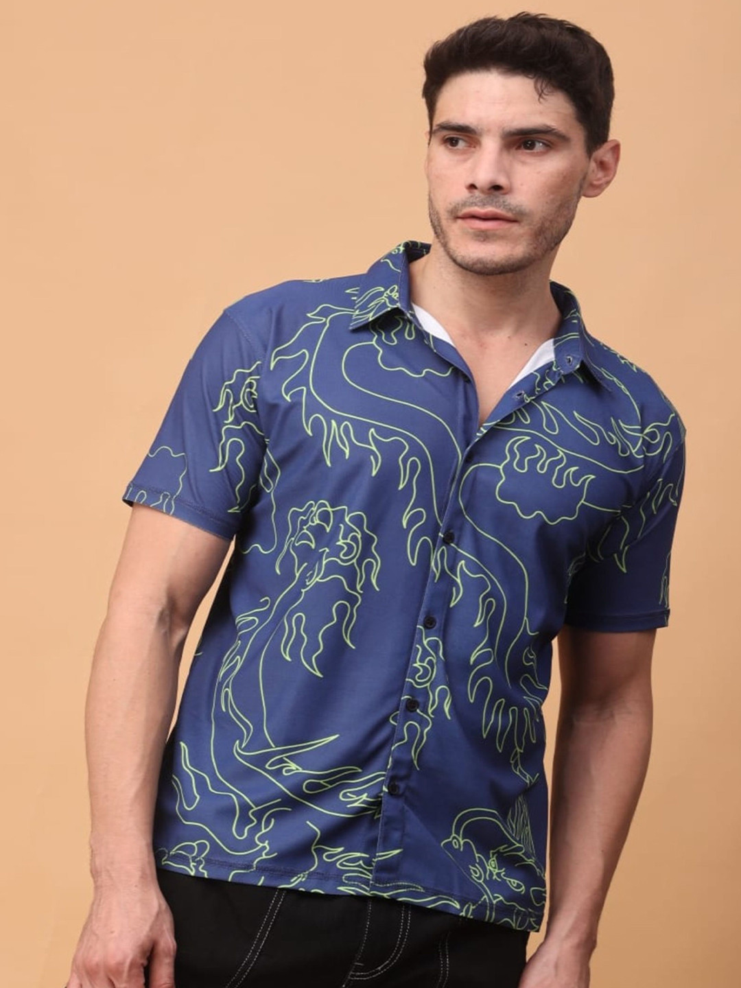 YELLOW TREE Men Relaxed Fit Abstract Printed Spread Collar Casual Shirt