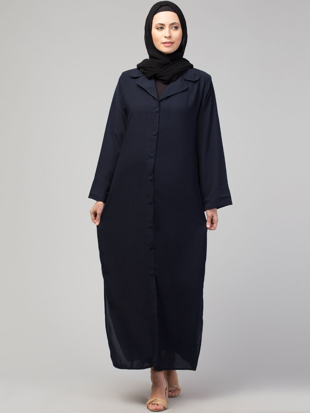 BAHAYA Front Open Notched Lapel Single-Breasted Overcoat