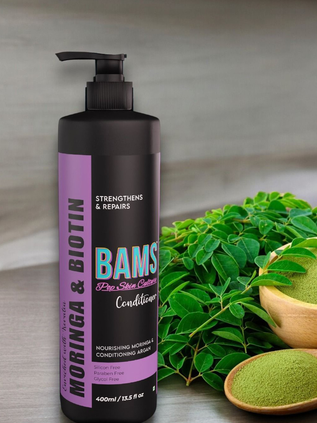 BAMS POP SKIN CULTURE Keratin Enriched With Moringa & Biotin Conditioner - 400 ml