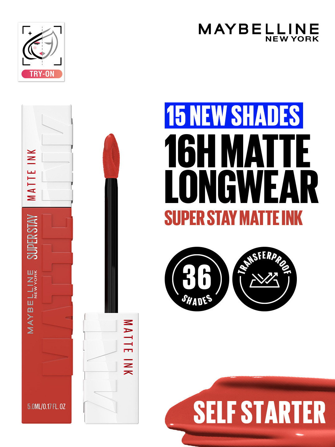 Maybelline New York Super Stay Matte Ink Liquid Lipstick 5 ml - Self Starter 130