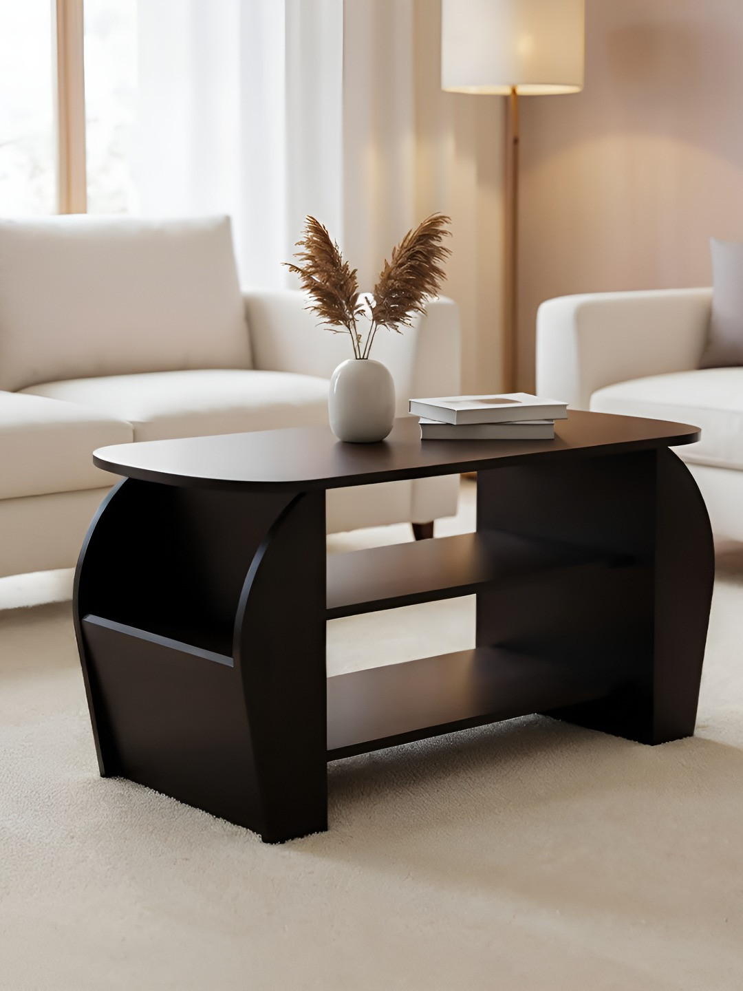 Kik Unisex Nest Brown Engineered Wood Rectangle Coffee Table