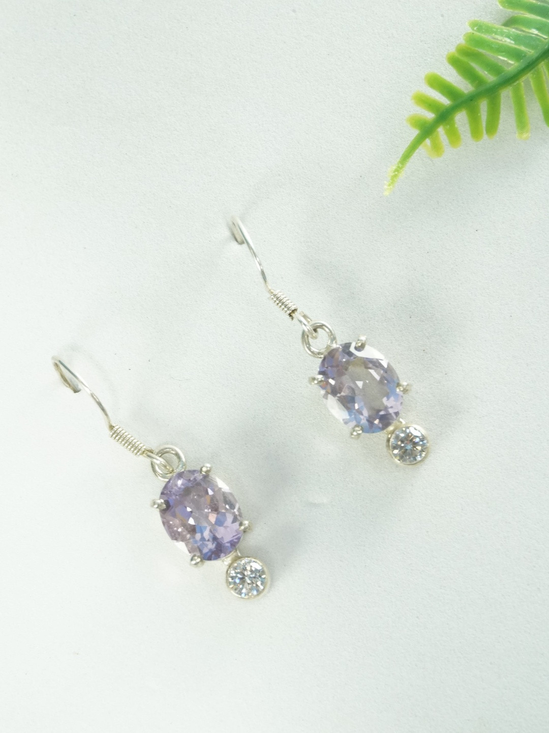 Love Rocks Silver Amethyst Oval Earrings with Zircon