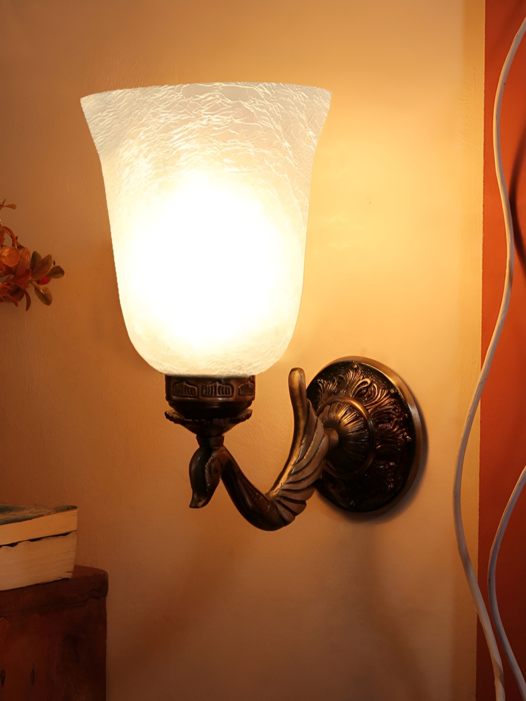 Aura Wall Mounted Gold-Toned & White Bell Shaped Wall Lamp