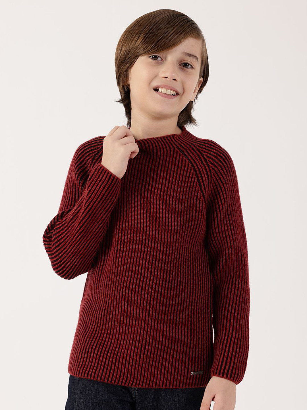 One Friday Boys Burgundy Sweater Classic Round Neck Winter Knit