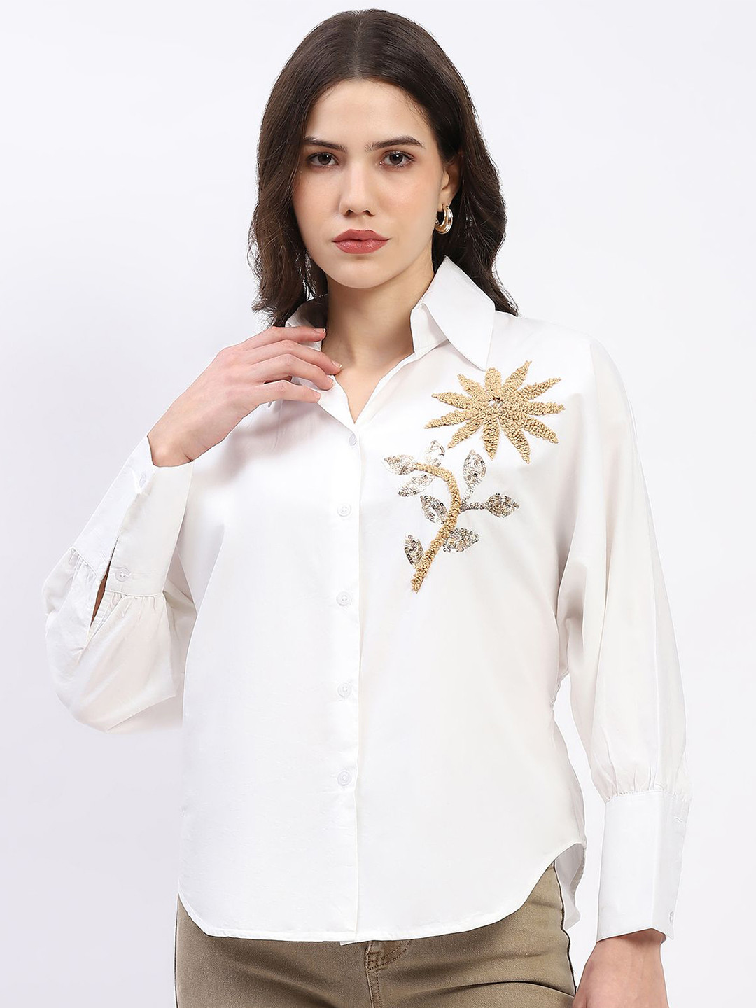 Global Republic Women Floral Printed Cotton Relaxed Fit Shirts