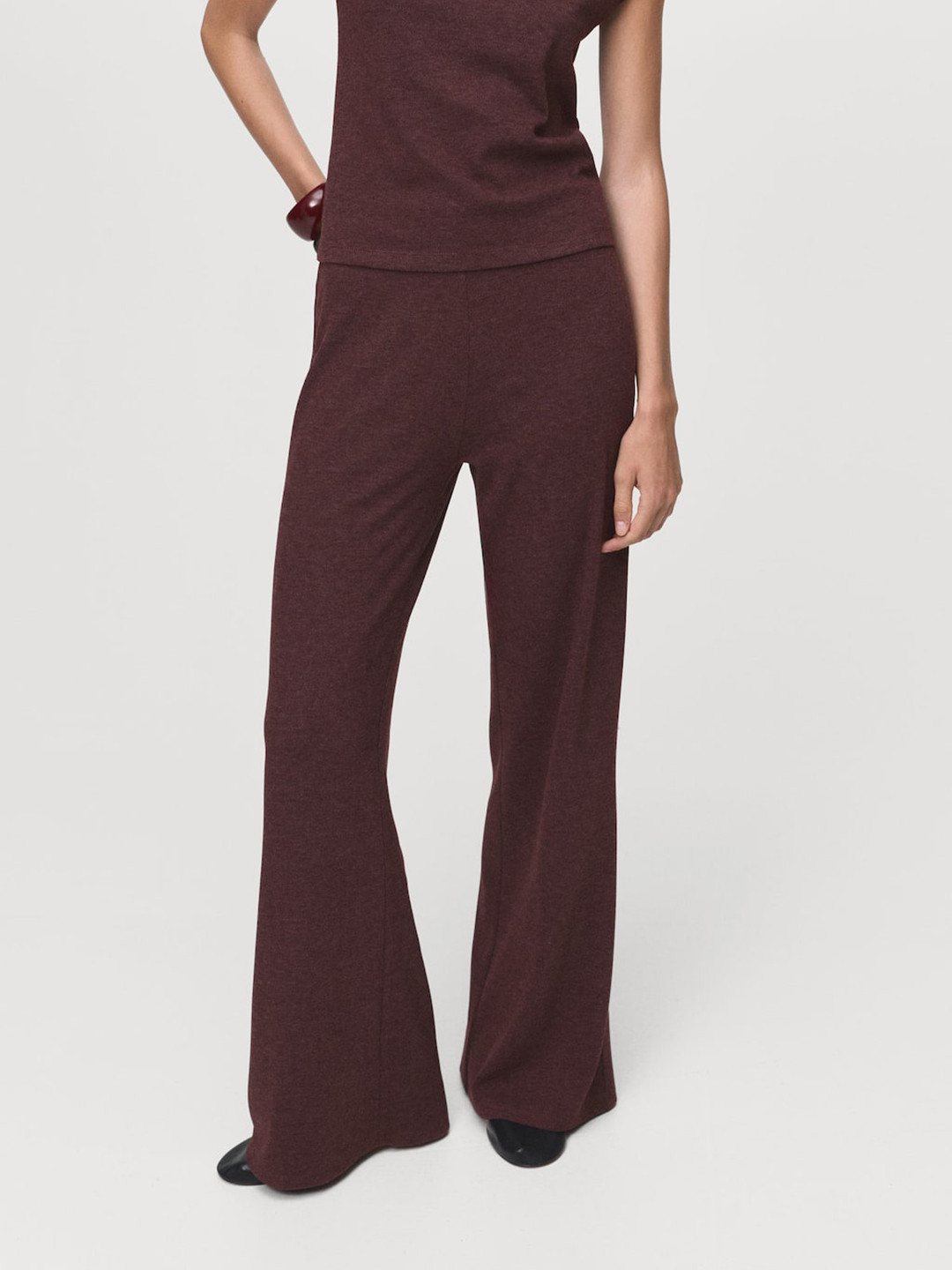 MANGO Women Ribbed Knitted Trousers