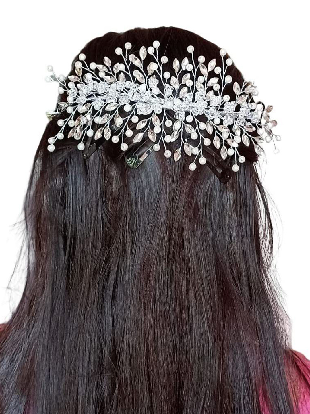 SAMYAK Women Embellished Rhinestone with Beads Worked Tiara