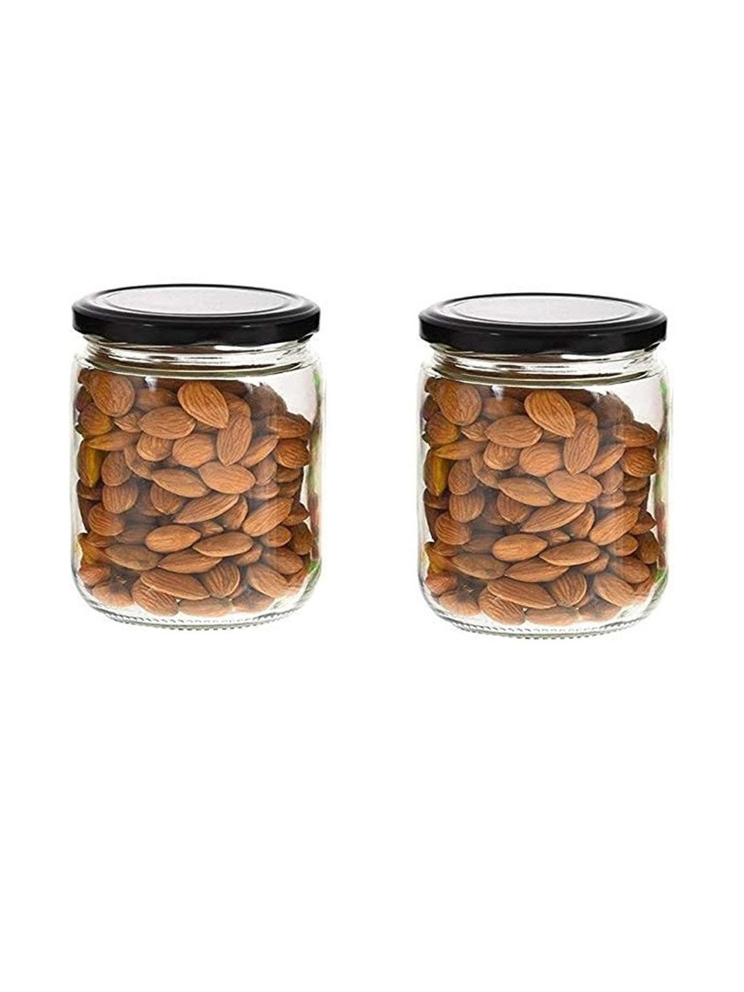 1ST TIME Transparent & Black 2 Pieces Glass Dishwasher Safe Jar Container 500ml