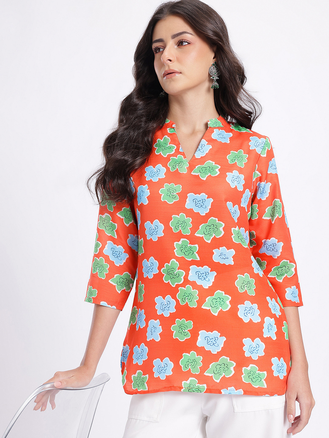Anouk Rustic Printed Curved Hem Kurti