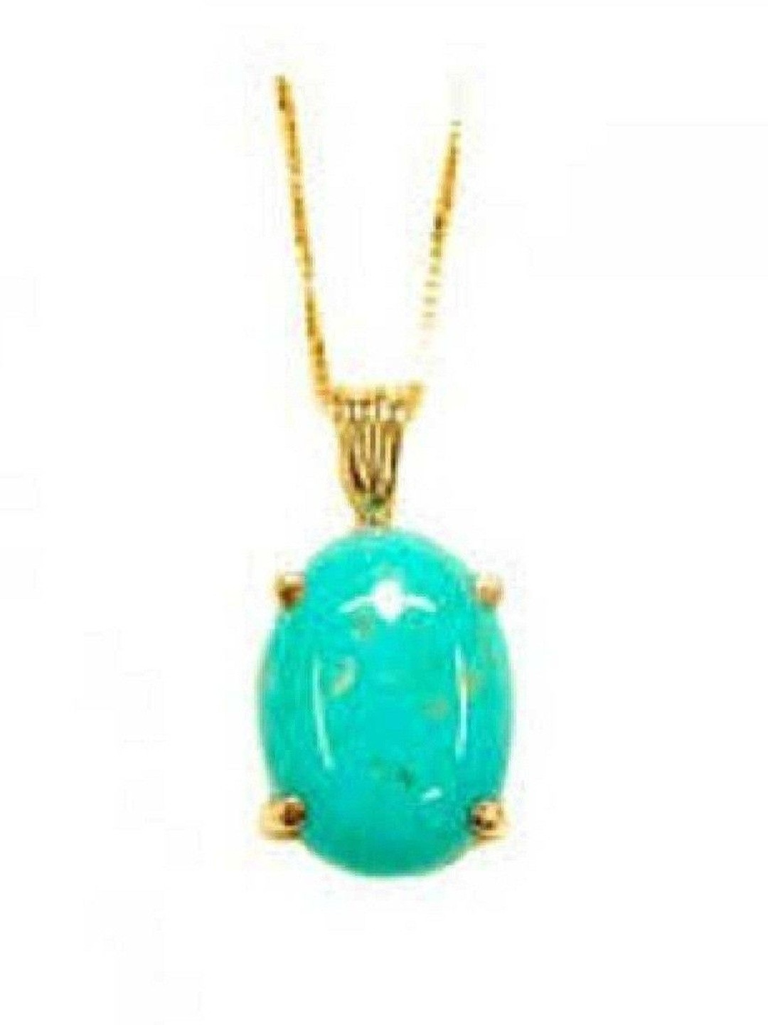 elitemart Gold-Plated Turquoise Oval Shaped Pendant
