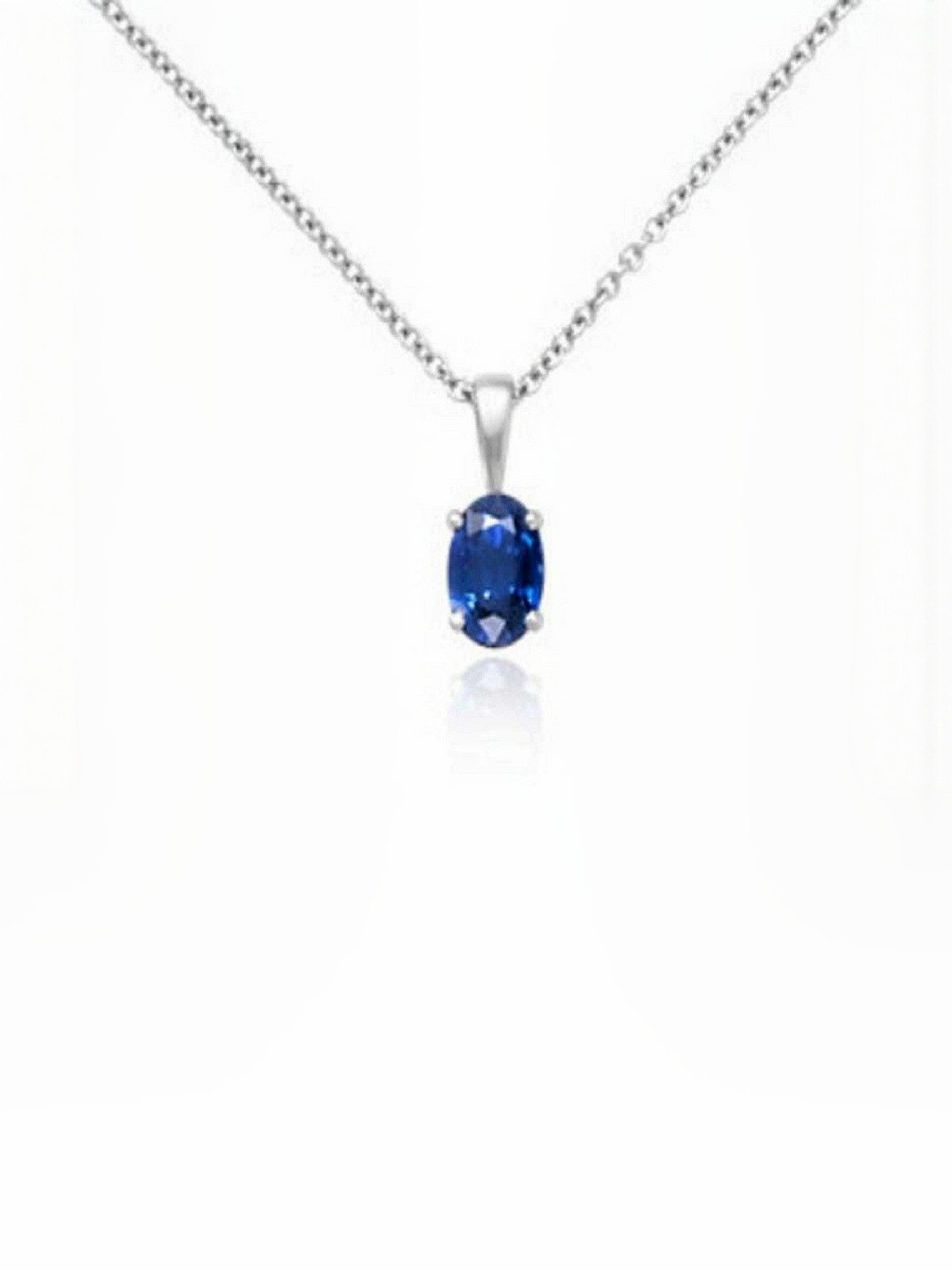 elitemart Silver-Plated Sapphire Studded Spherical Shaped Pendant With Chain
