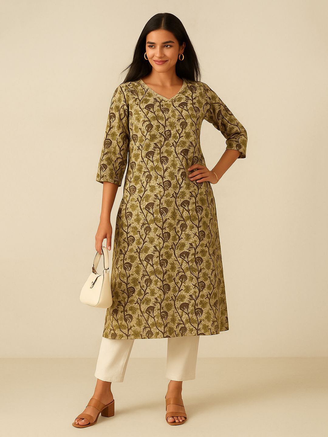 Eco Clothing Women Pure Cotton Embroidered Straight Thread Work Kurta