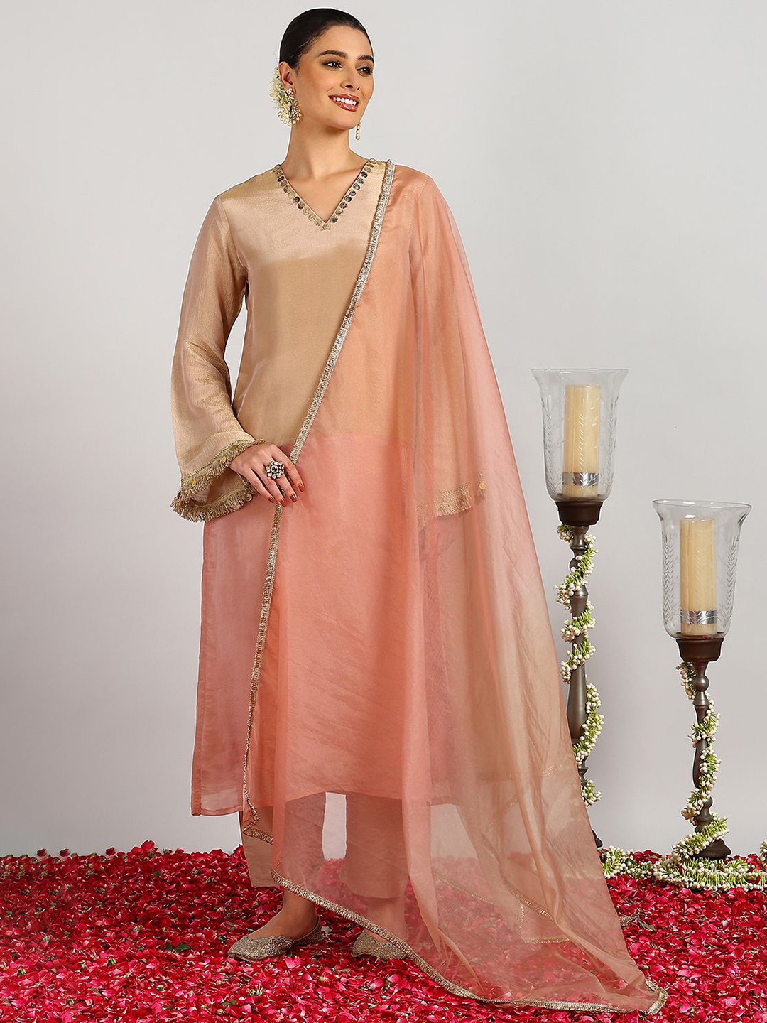 Tahiliya Taping Border Organza Dupatta