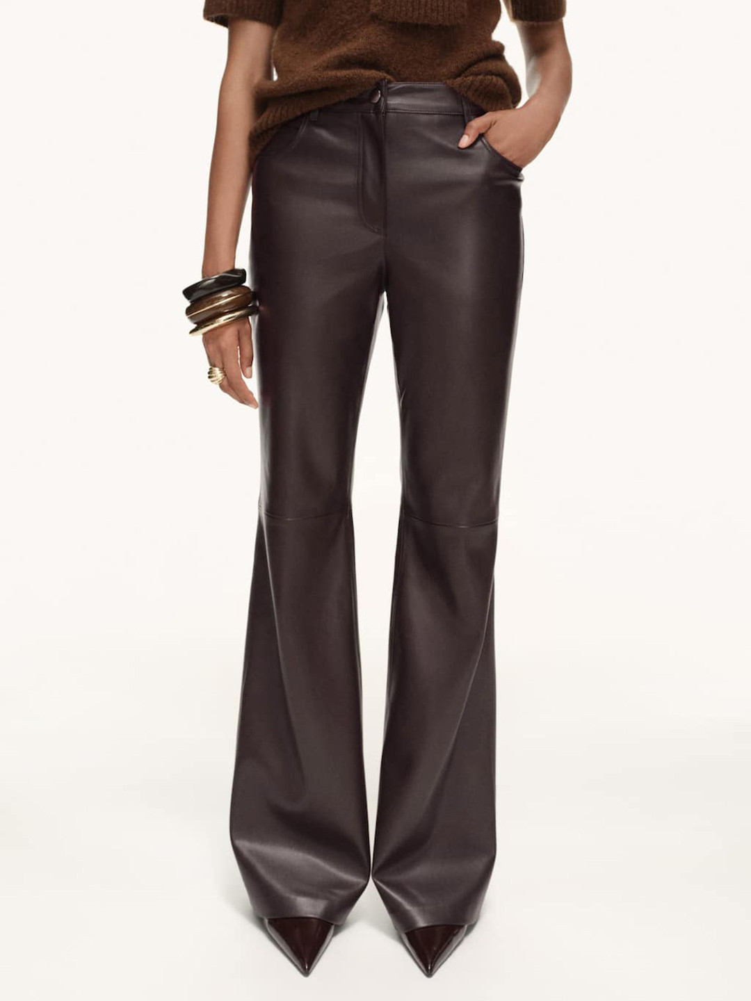 MANGO Women Skinny Fit Faux Leather Trousers