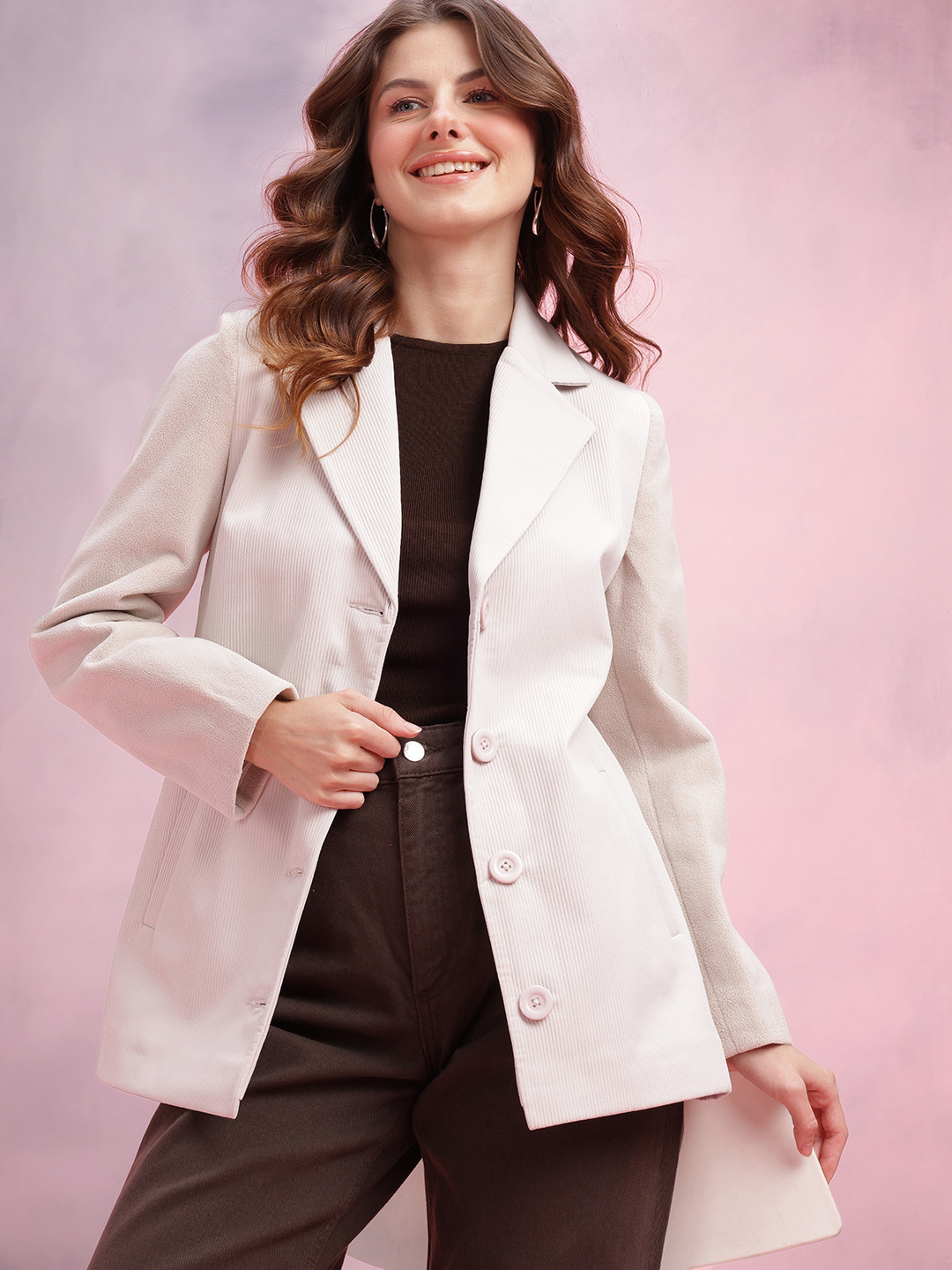 DressBerry Notched Lapel Single-Breasted Coat
