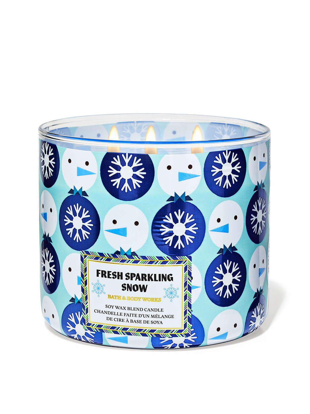Bath & Body Works Blue Jar Fresh Sparkling Snow 3-Wick Candle