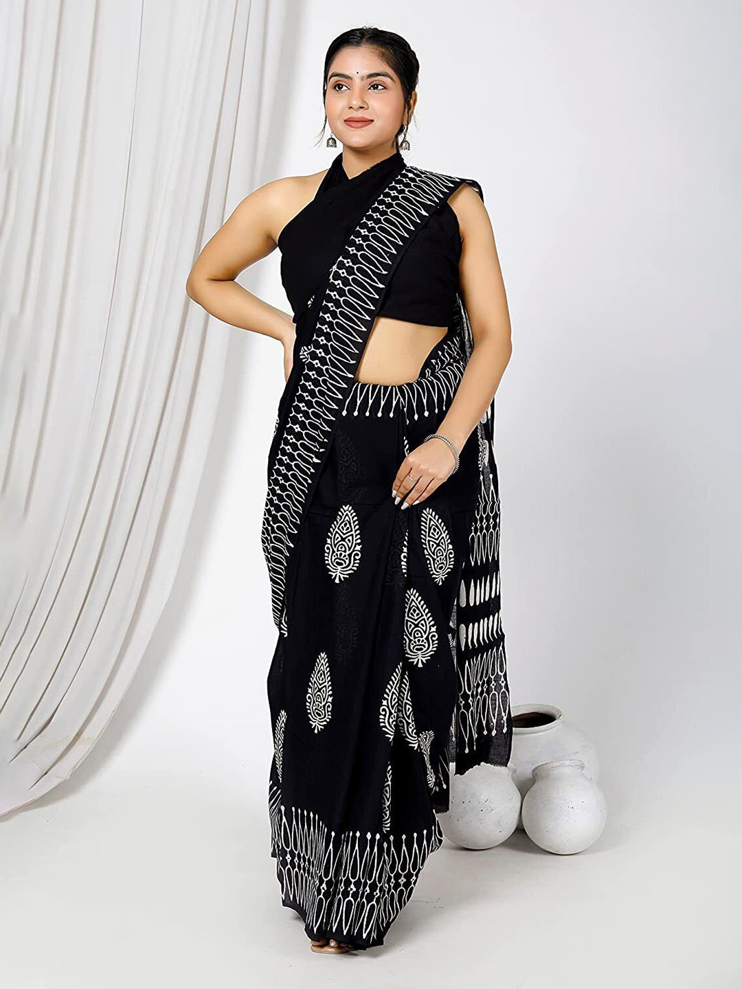 Craft Musium Block Printed Pure Cotton Saree