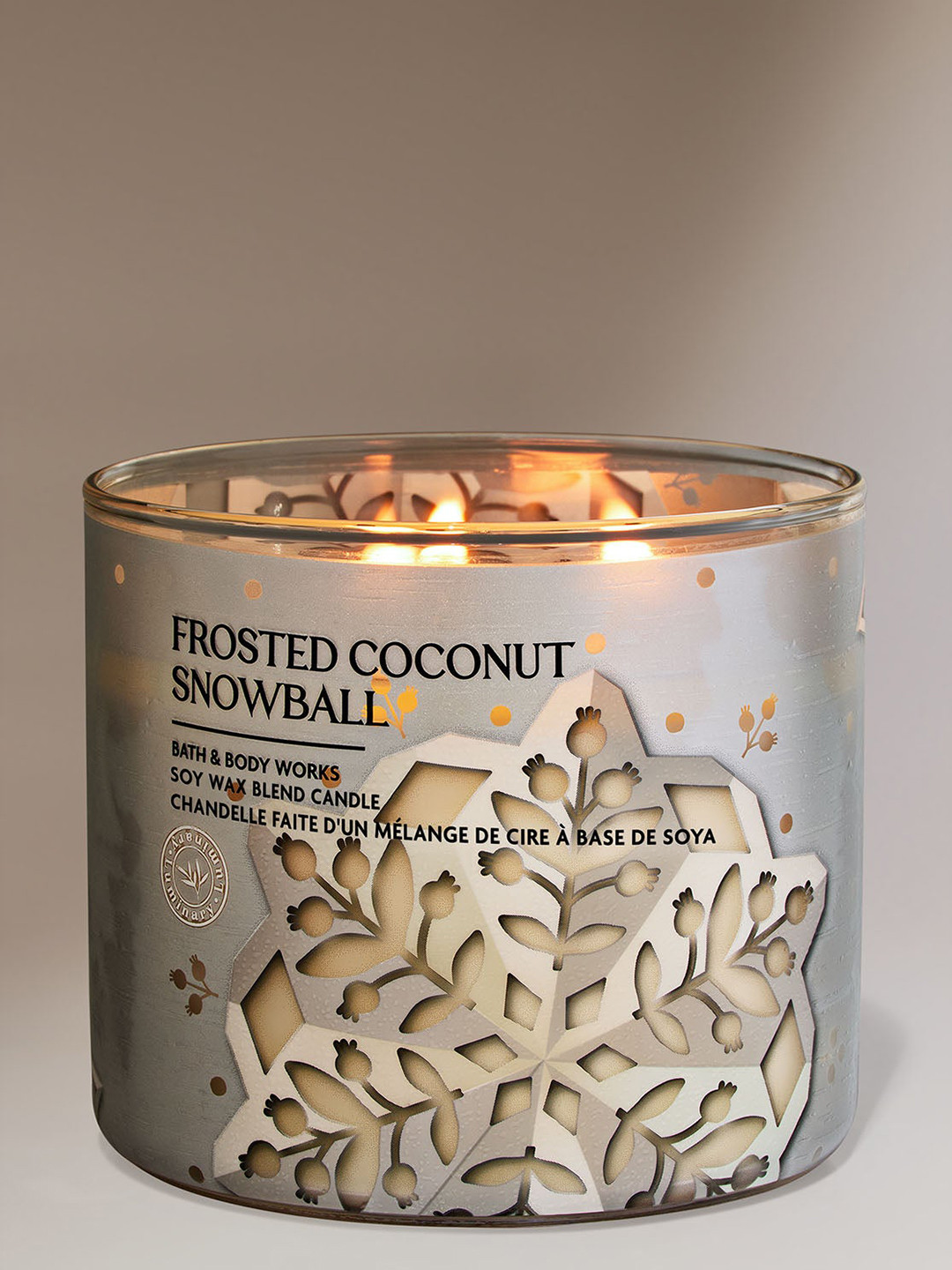 Bath & Body Works Frosted Coconut Snowball Soy Wax Blend 3-Wick Candle - 411 g