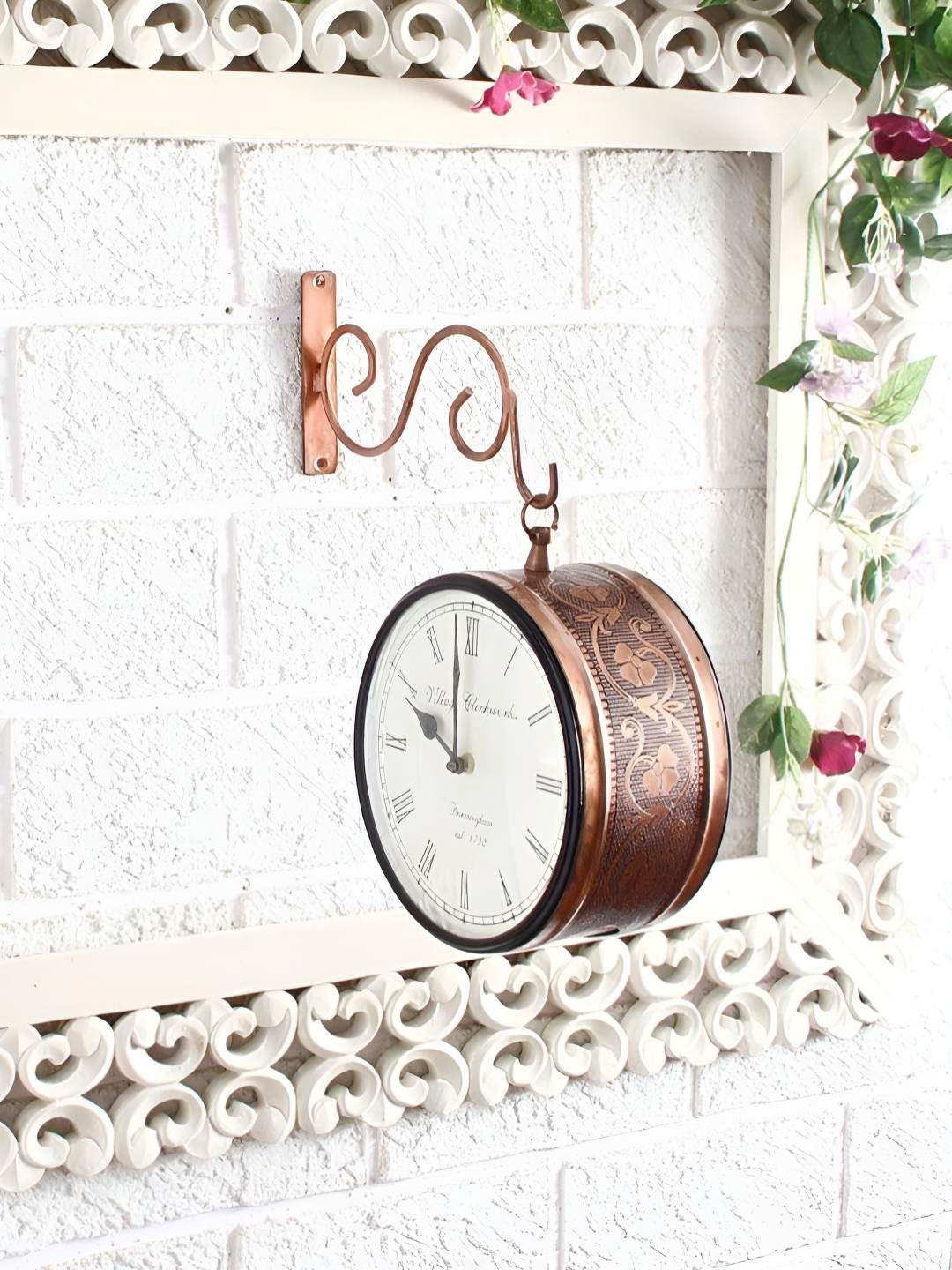 Unravel India Black & Copper-Toned Vintage Wall Clock