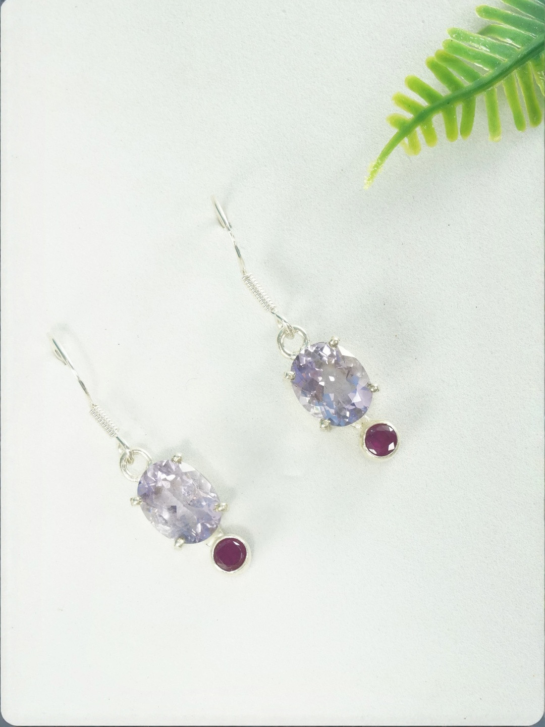 Love Rocks Silver Amethyst Oval Earrings with Zircon