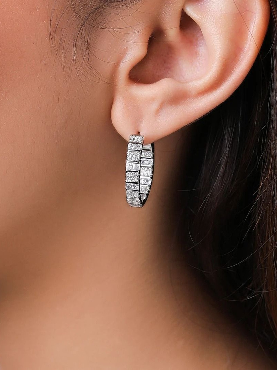 ANJ JEWELS Radiant Baguette Hoop Earrings