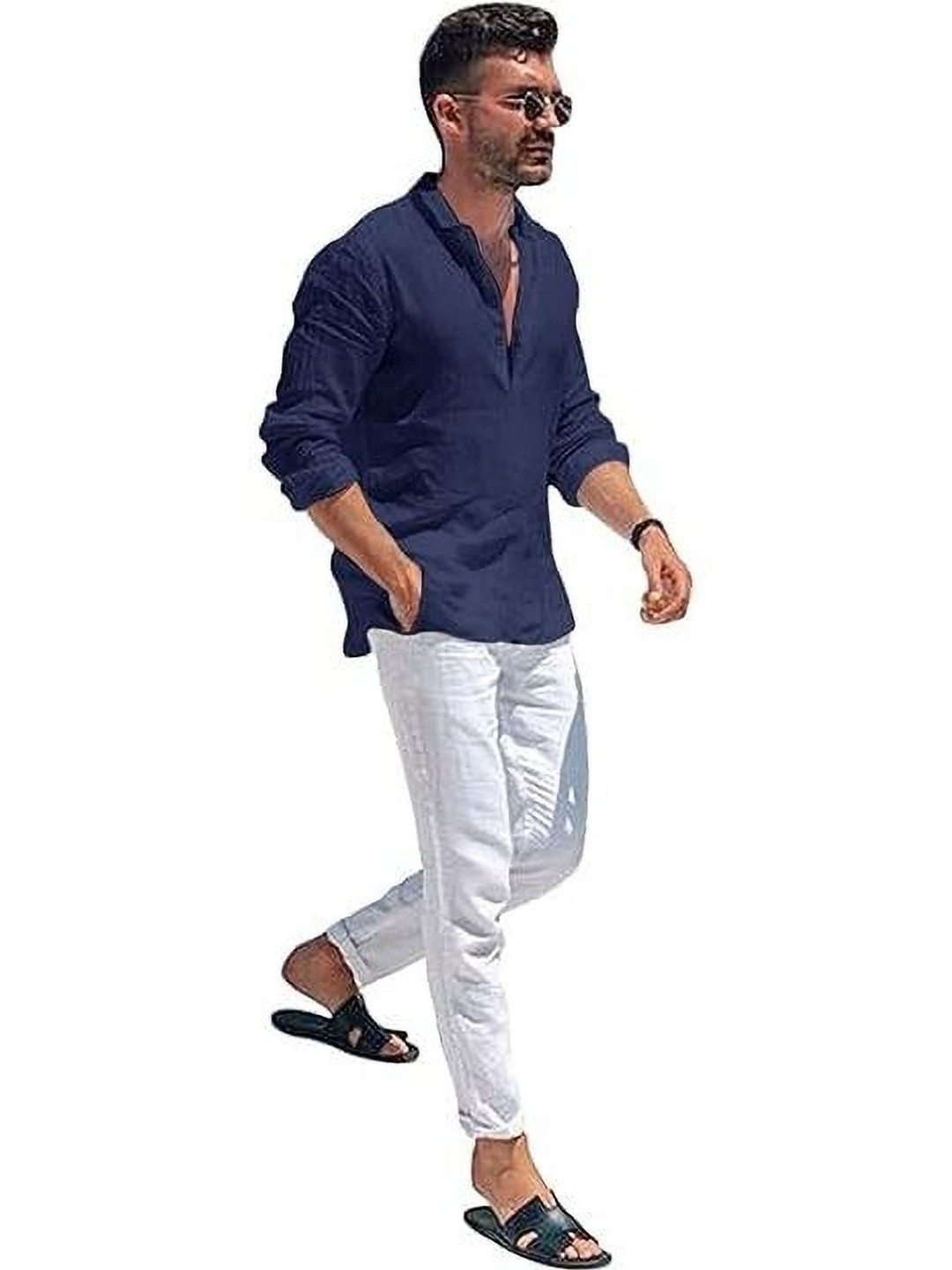 Edin Men Solid Curved Hem Kurta