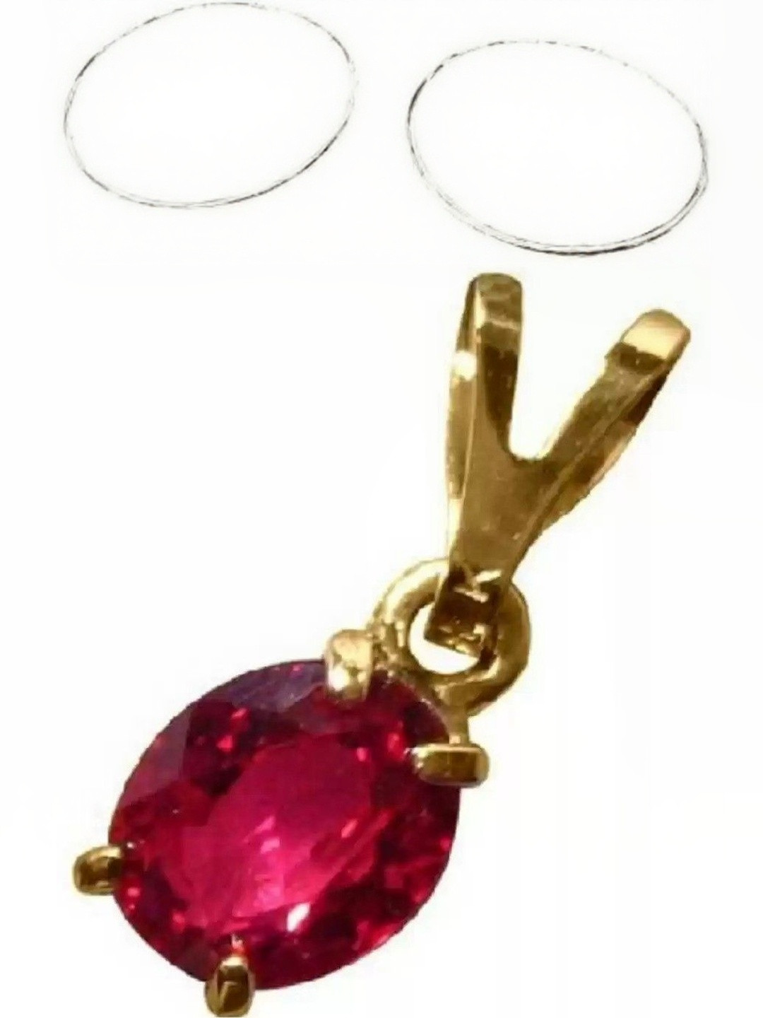 elitemart Unisex Gold Plated Ruby Stone Studded Geometric Pendant