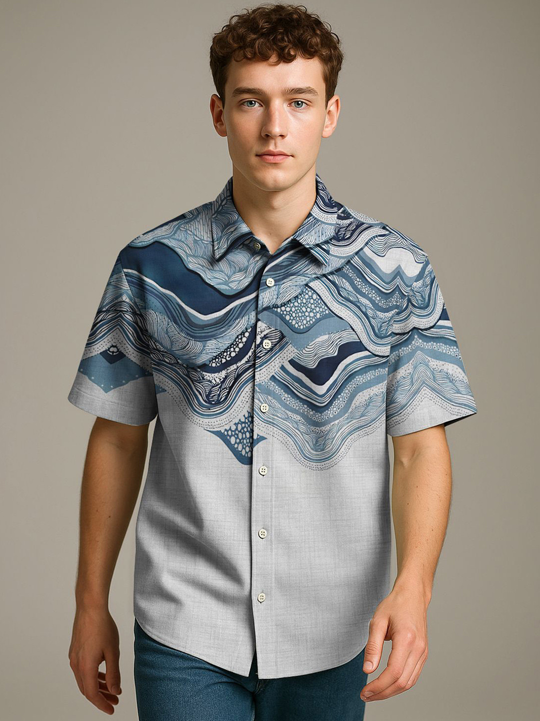 BULLMER Printed Spread Collar Regular Fit Casual Shirt