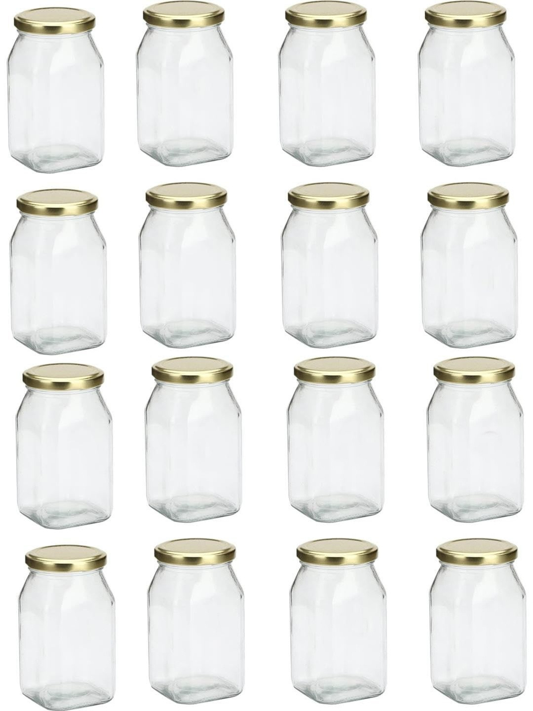 1ST TIME Transparent 16 Pieces Round Glass Dishwasher Safe Jar
