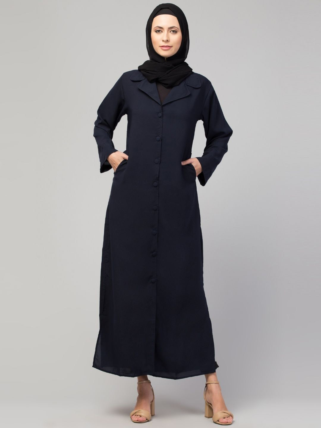 BAHAYA Women Regular Fit Long Sleeves Front Open Longline Overcoat