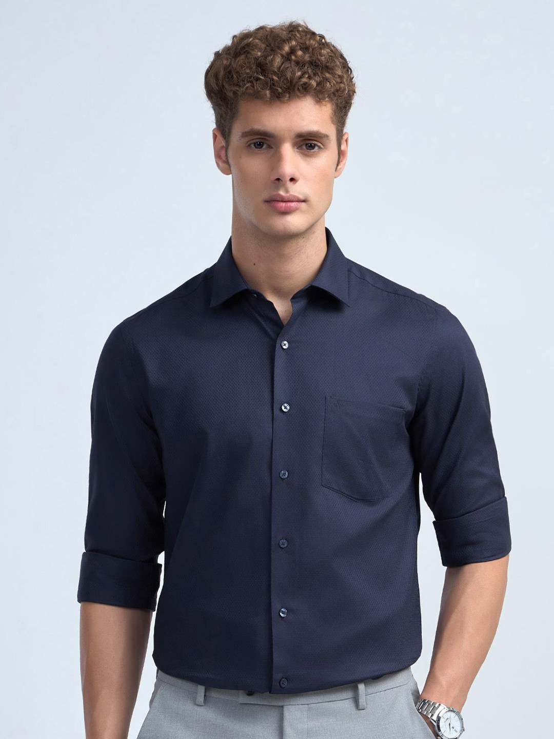 Arrow Iconics Liberty Classic Fit Self Design Pure Cotton Formal Shirt