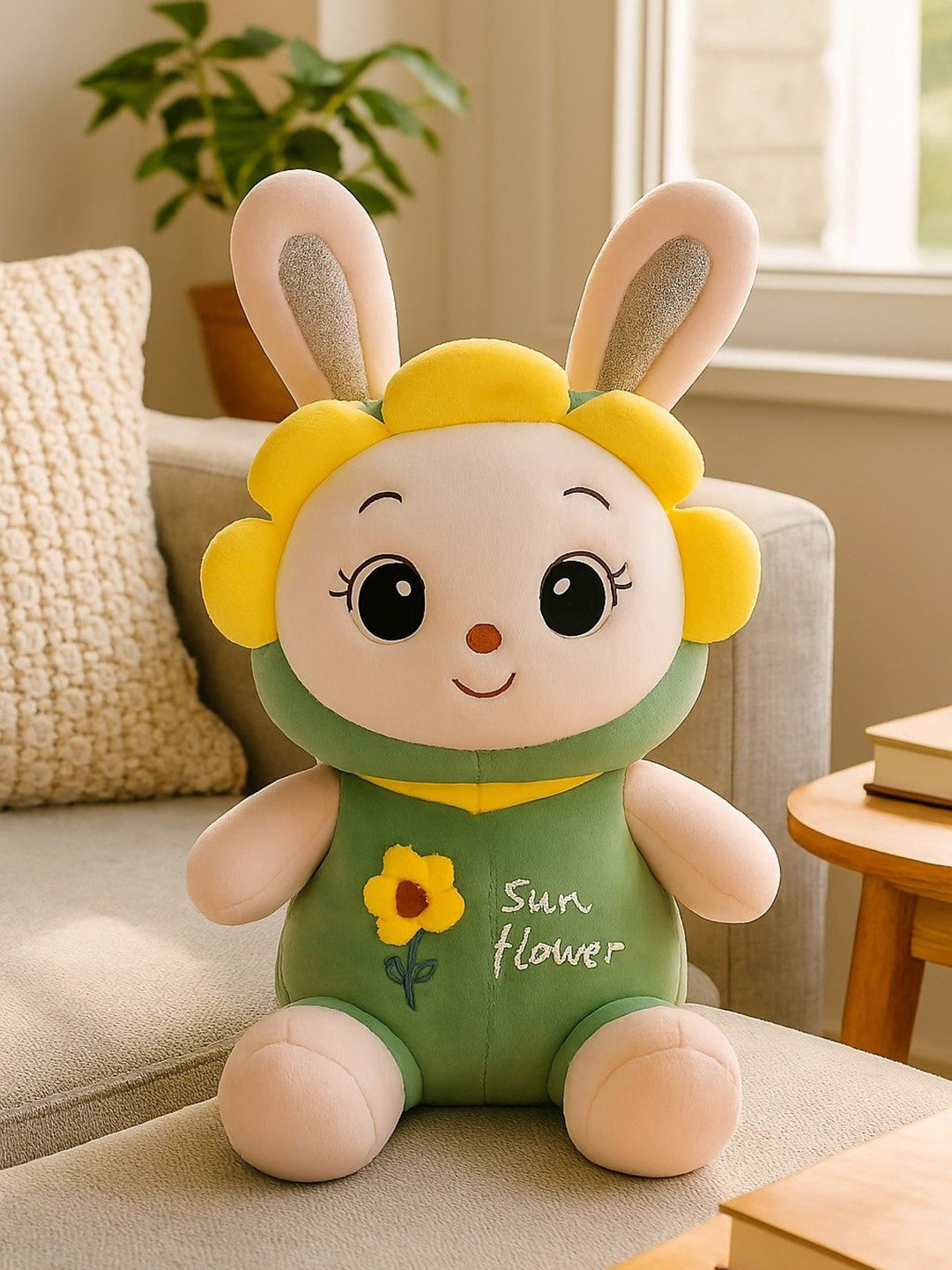 VHE VERA CREATION Plush Bunny Rabbit Stuffed Animal with Sunflower Design