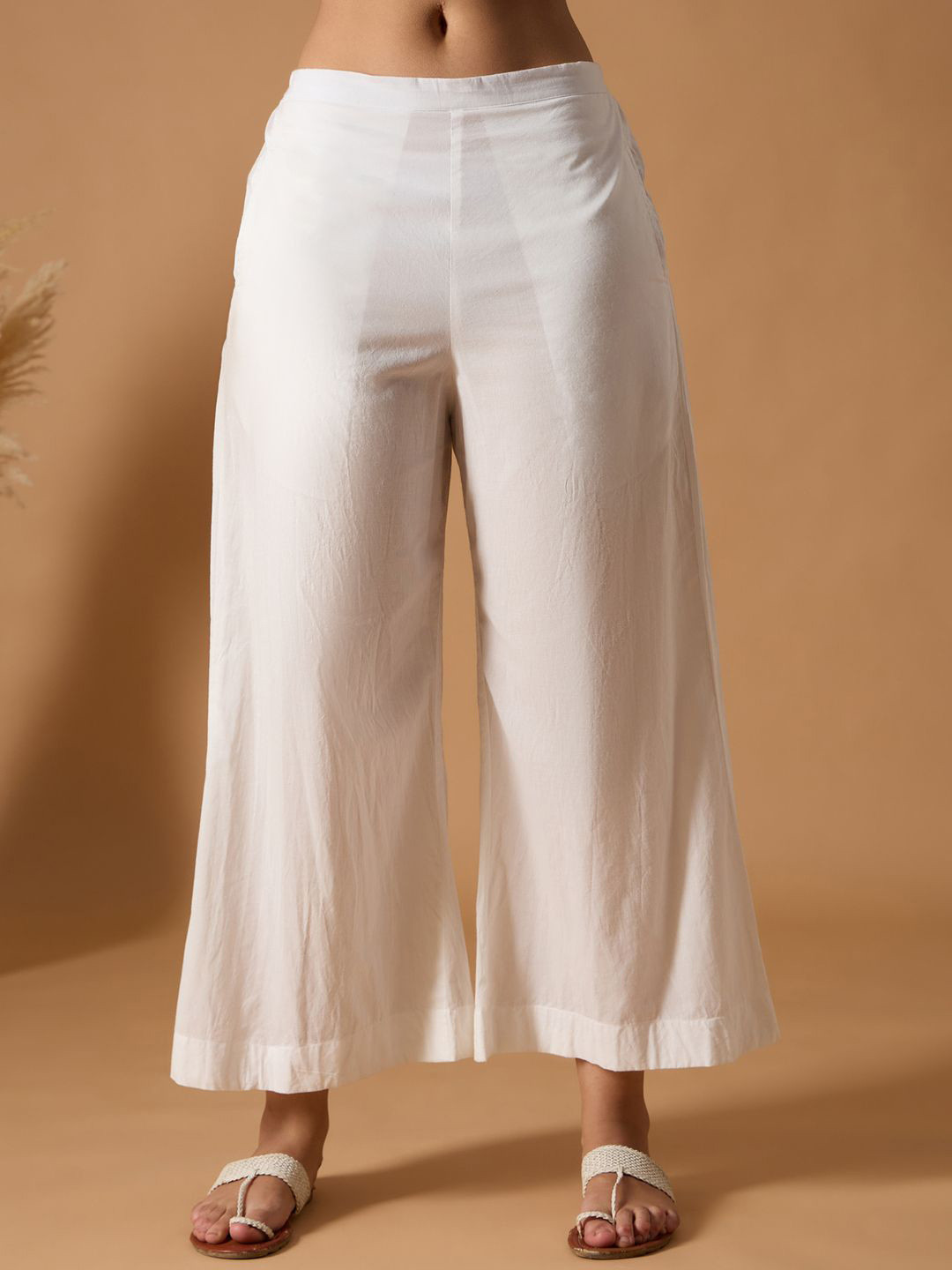 Kaala Teeka Women Solid Wide Leg Slip-On Palazzos