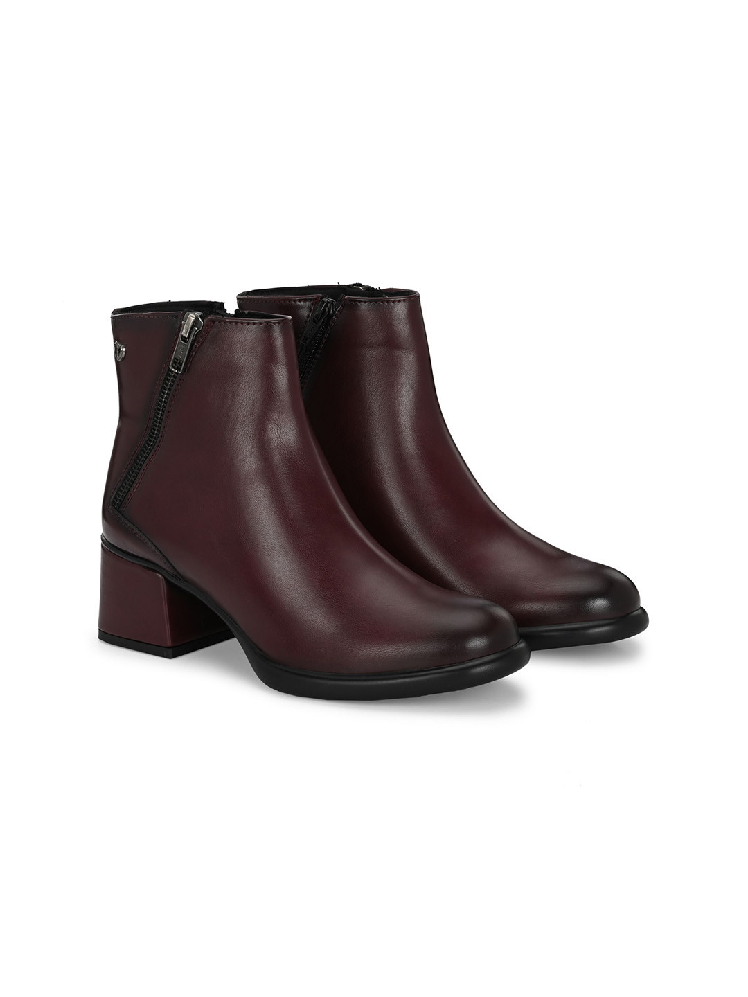 Delize Cherry Women Mid-Top Block Heeled Zip Closure Ankle Boots
