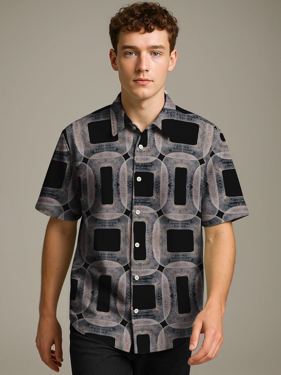 BULLMER Men Geometric Printed Shirts