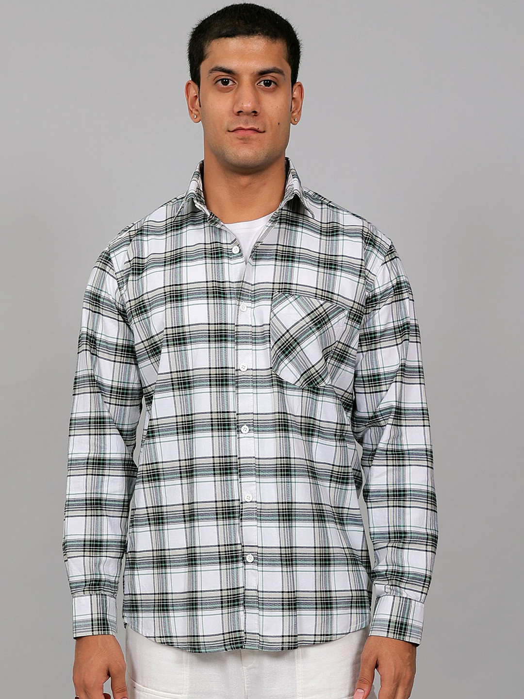 BLUEBIRD Checked Cotton Sharp Fit Casual Shirt