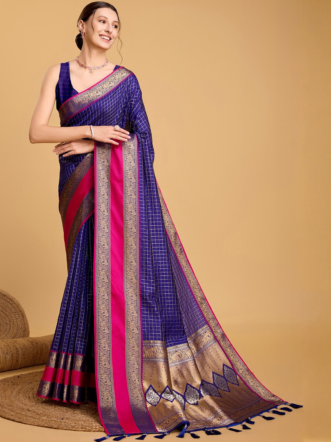 Moda Rapido Woven Design Zari Detail Banarasi Saree With Blouse Piece