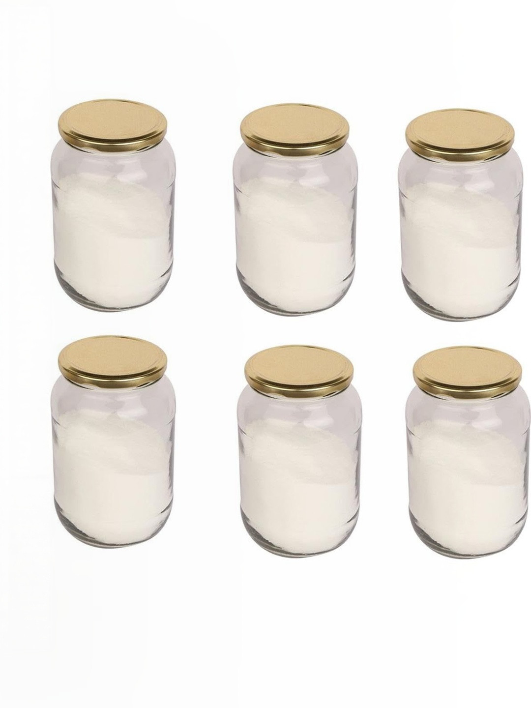 1ST TIME Transparent 6 Pieces Round Shape Dishwasher Safe Jars - 1000 ml