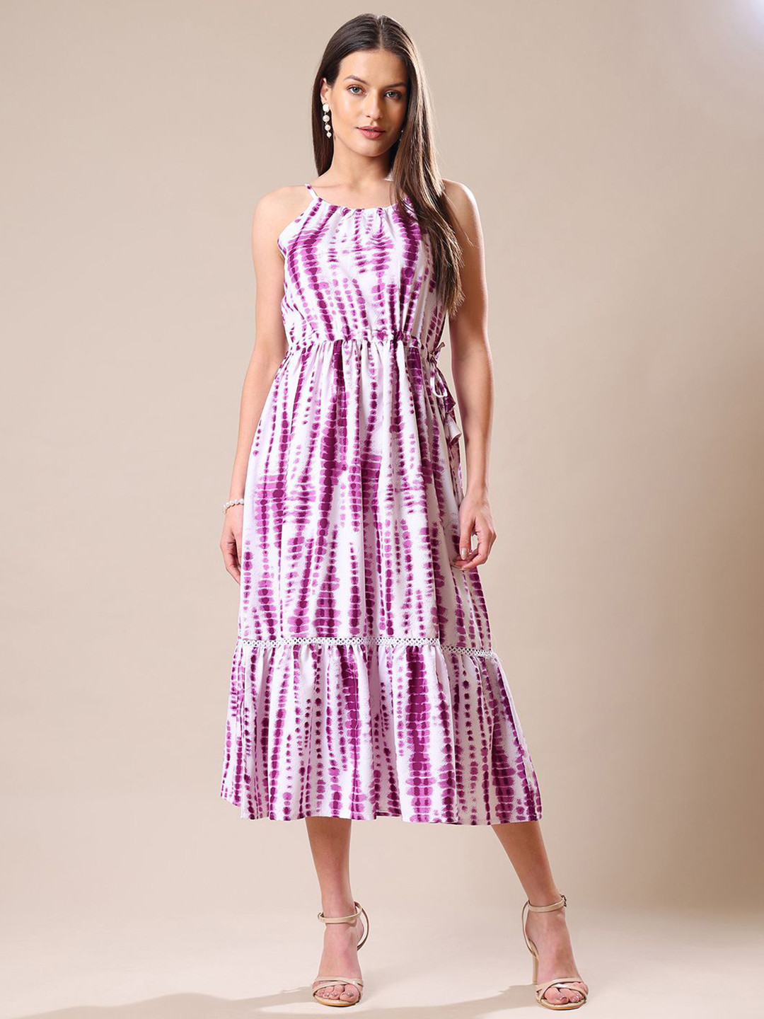 Kinjo Tie and Dye Dyed Linen A-Line Midi Dress