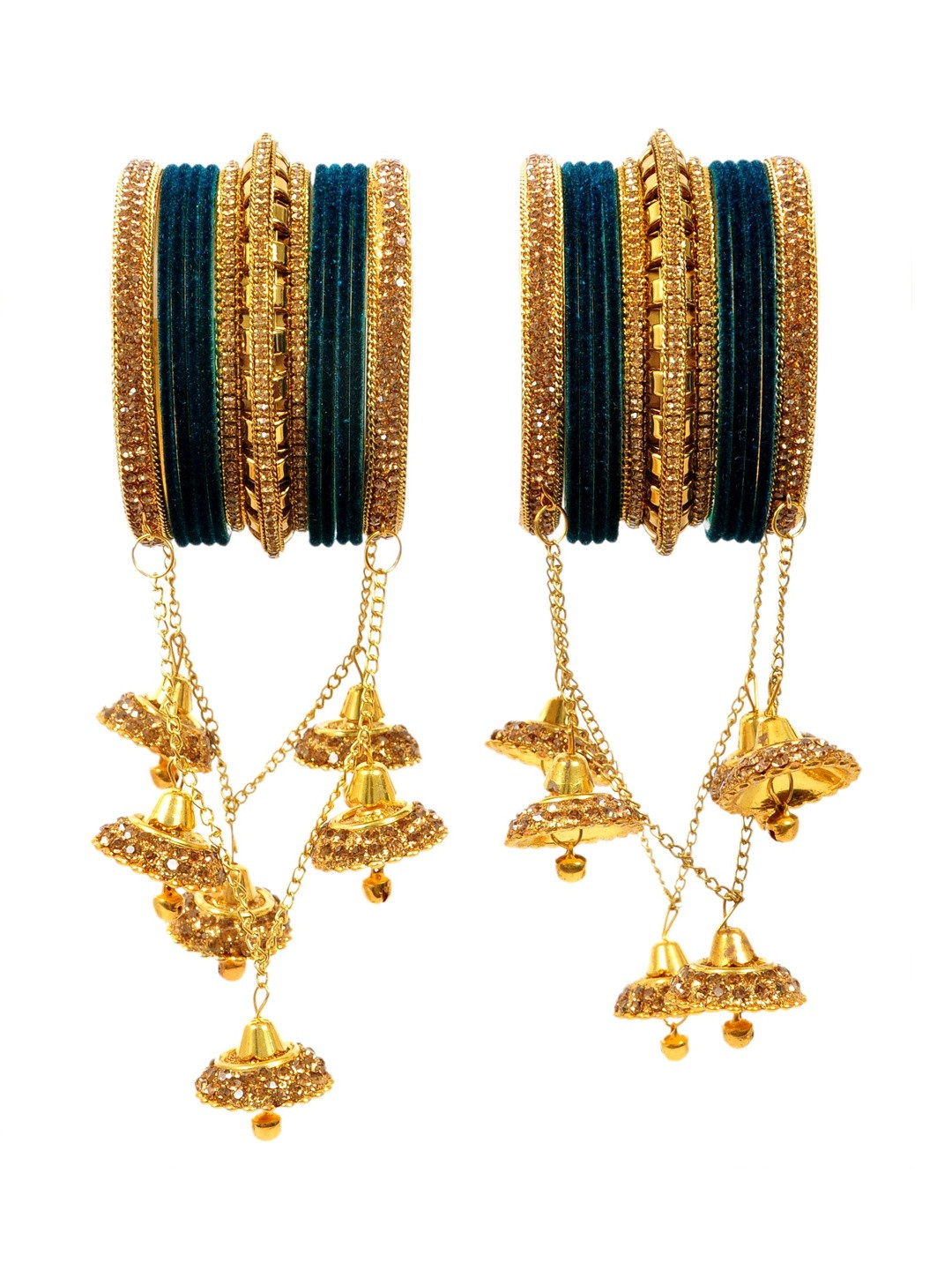 RIJOLI Teal Alloy Artificial Stones and Beads Bangle