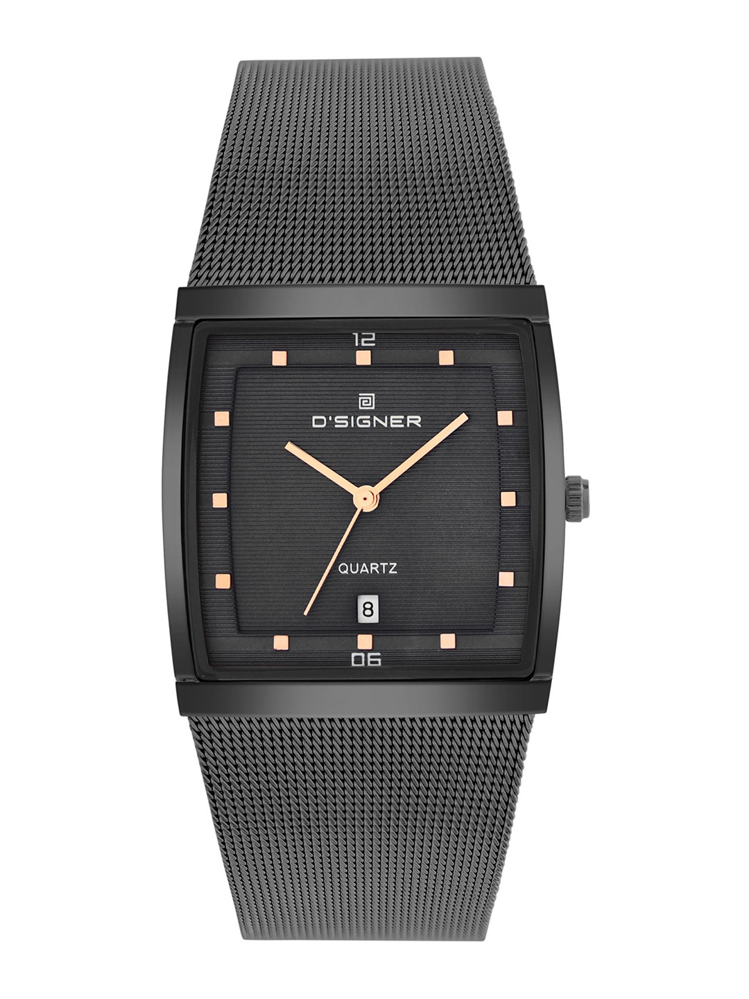 D'SIGNER Men Rectangular Dial & Stainless Steel Textured Straps Analogue Watch 856BM.3G